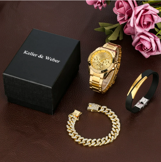 Relógio Masculino Majestic - kit relógio + 2 pulseiras