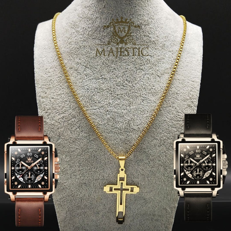 Kit Relógio masculino e acessórios -  Majestic