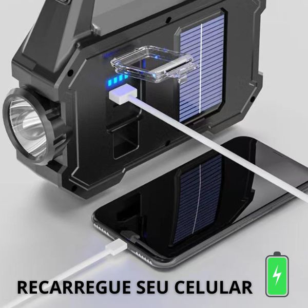 Lanterna Portátil Recarregavel Energia Solar e USB de Led - Powersun